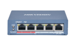 سويتش HIKVISION PoE بمدى طويل، 4 منافذ، يصل إلى 250 متر، بقدرة إجمالية 58 واط