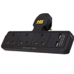 مشترك كهربائي HOMEBEST أسود بثلاث منافذ وكابل USB