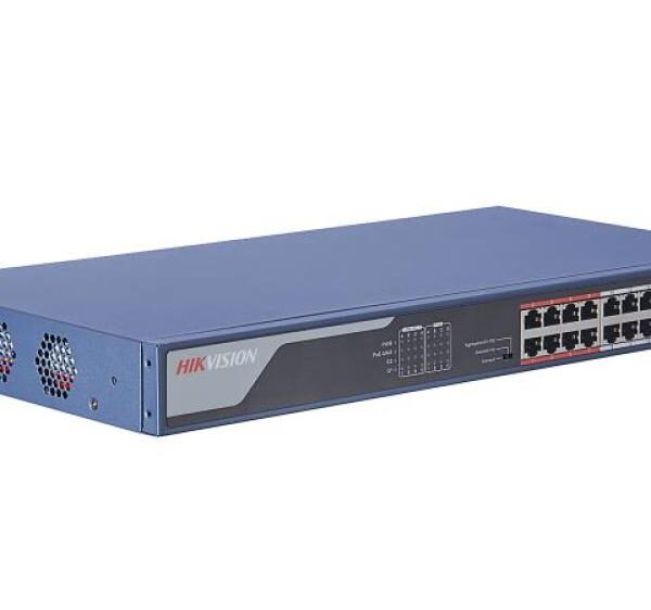 سويتش HIKVISION PoE بمدى طويل، 16 منفذ